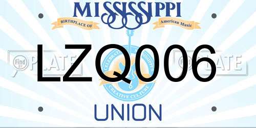 LZQ006 Mississippi License Plate