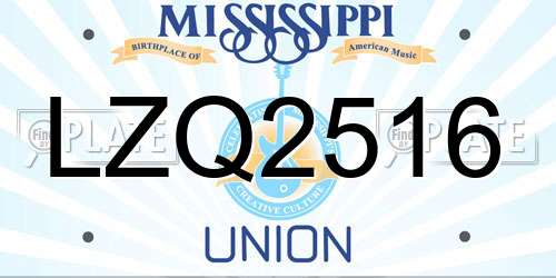 LZQ2516 Mississippi License Plate