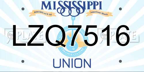LZQ7516 Mississippi License Plate