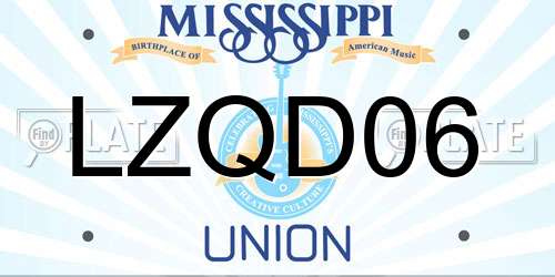 LZQD06 Mississippi License Plate