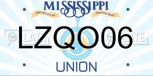 LZQO06 Mississippi License Plate