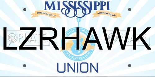LZRHAWK Mississippi License Plate