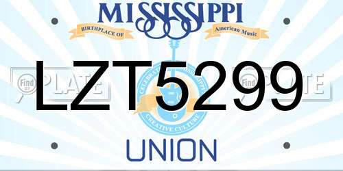 LZT5299 Mississippi License Plate