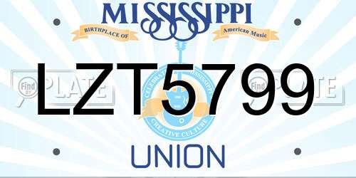 LZT5799 Mississippi License Plate