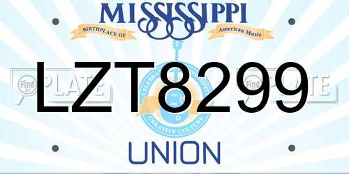 LZT8299 Mississippi License Plate
