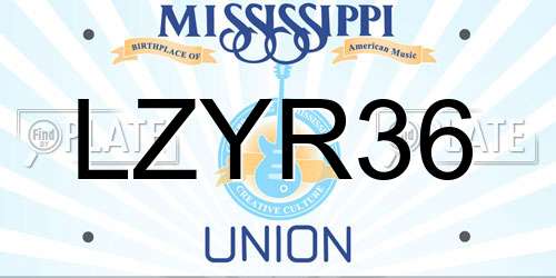 LZYR36 Mississippi License Plate