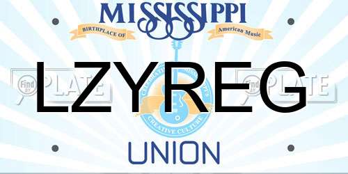 LZYREG Mississippi License Plate