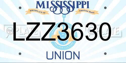 LZZ3630 Mississippi License Plate