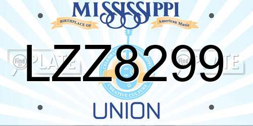 LZZ8299 Mississippi License Plate