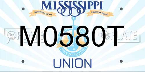 M0580T Mississippi License Plate