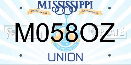 M058OZ Mississippi License Plate