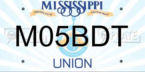 M05BDT Mississippi License Plate