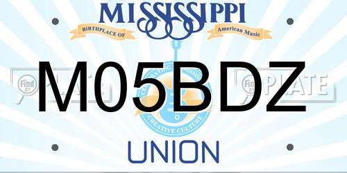 M05BDZ Mississippi License Plate