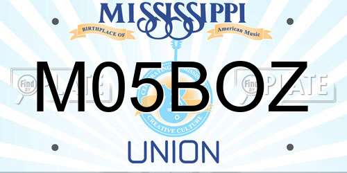 M05BOZ Mississippi License Plate