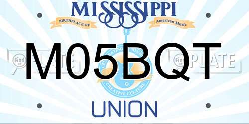 M05BQT Mississippi License Plate