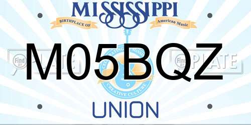 M05BQZ Mississippi License Plate
