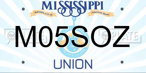 M05SOZ Mississippi License Plate