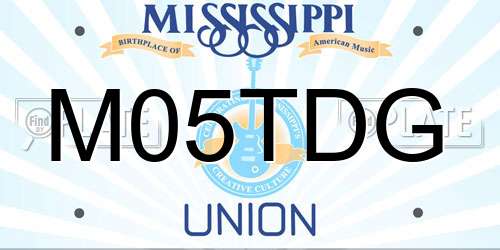 M05TDG Mississippi License Plate