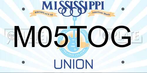 M05TOG Mississippi License Plate