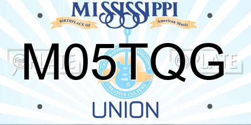 M05TQG Mississippi License Plate