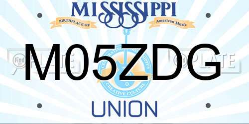 M05ZDG Mississippi License Plate