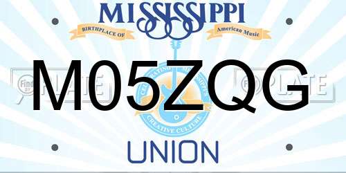 M05ZQG Mississippi License Plate