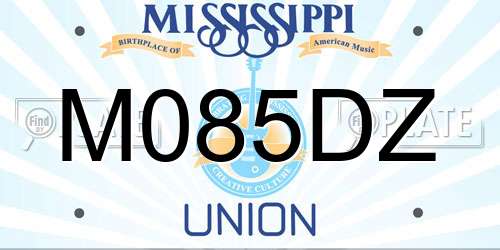 M085DZ Mississippi License Plate