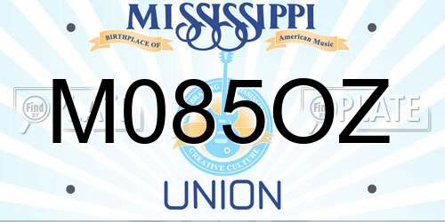 M085OZ Mississippi License Plate