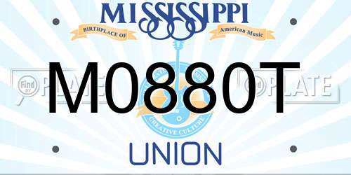 M0880T Mississippi License Plate