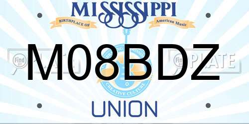 M08BDZ Mississippi License Plate