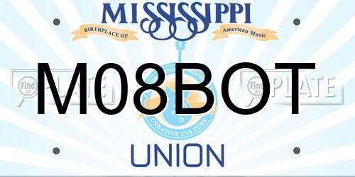 M08BOT Mississippi License Plate