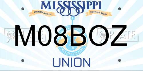 M08BOZ Mississippi License Plate