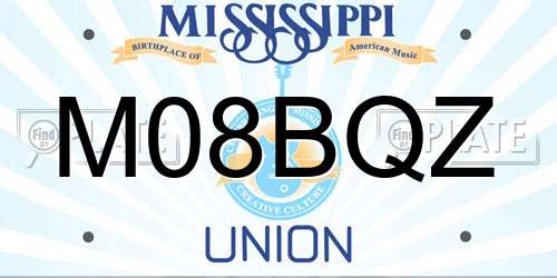 M08BQZ Mississippi License Plate