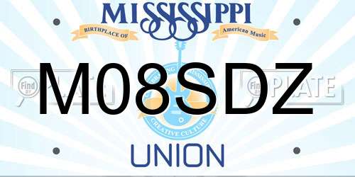 M08SDZ Mississippi License Plate