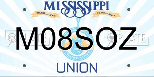 M08SOZ Mississippi License Plate