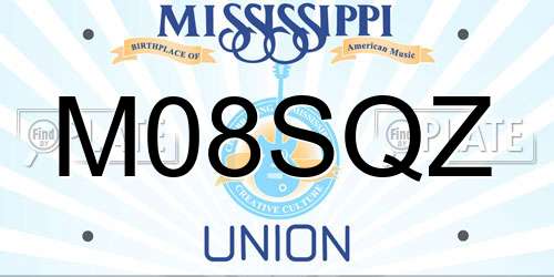 M08SQZ Mississippi License Plate