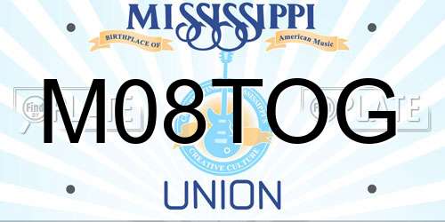 M08TOG Mississippi License Plate