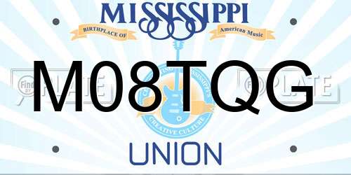 M08TQG Mississippi License Plate
