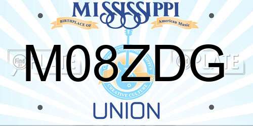M08ZDG Mississippi License Plate