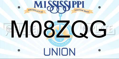 M08ZQG Mississippi License Plate