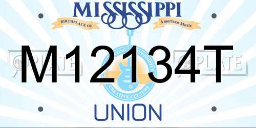 M12134T Mississippi License Plate