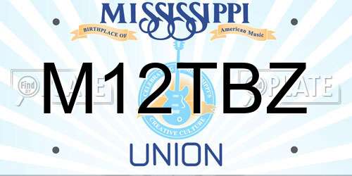 M12TBZ Mississippi License Plate