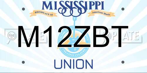 M12ZBT Mississippi License Plate