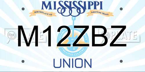 M12ZBZ Mississippi License Plate