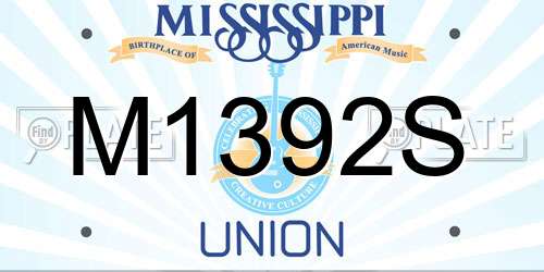 M1392S Mississippi License Plate