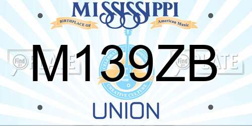 M139ZB Mississippi License Plate