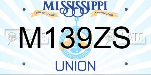M139ZS Mississippi License Plate