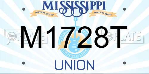 M1728T Mississippi License Plate