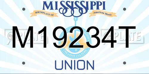 M19234T Mississippi License Plate