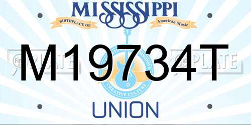 M19734T Mississippi License Plate